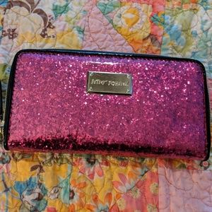 Betsey Johnson wallet pink glitter.